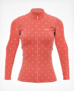 Women's La Fleur Thermal Long Sleeve Jersey Coral Flowers - Women's